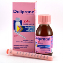 Doliprane sirop sans sucre, Paracetamol 2.4%, Flacon de 100ml, Douleurs et Fievre de l'enfant de 3 à 26 kg