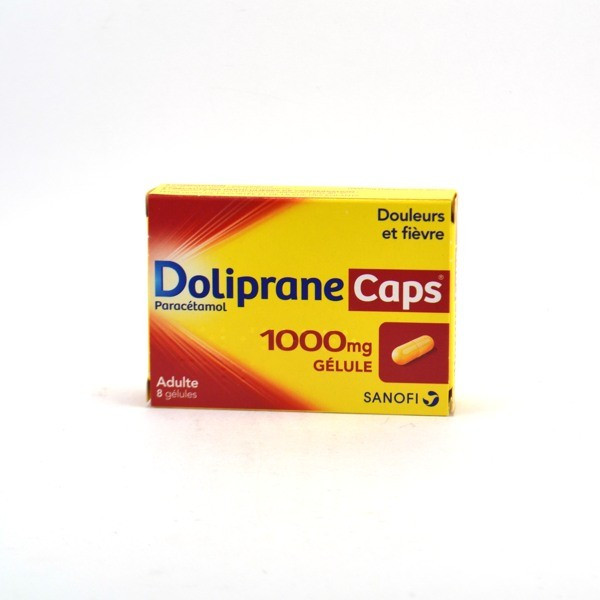 DolipraneCaps 1000mg, Adults, Pains & Fever - Sanofi, 8 capsules