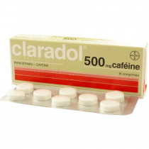 Claradol Caféine 50 mg / Paracétamol 500 mg, Douleurs, Fièvre, 16 Comprimés