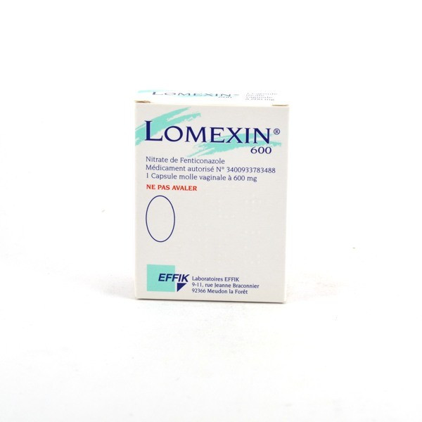 Lomexin 600 soft capsule, Box of 1 vaginal suppository
