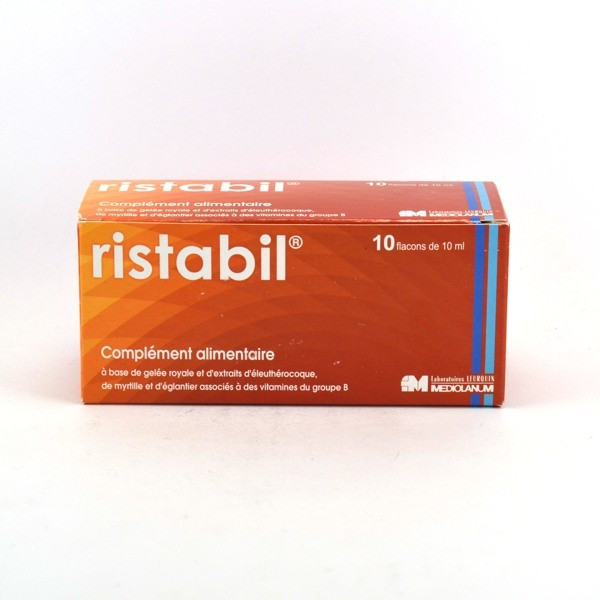 Ristabil Food Supplement made with Royal Jelly - Eleutherococcus Extracts, Box of 10x10ml vials
