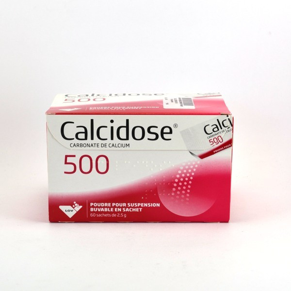 Calcidose Calcium Carbonate 500, Powder for drinkable solution, 60 sachets
