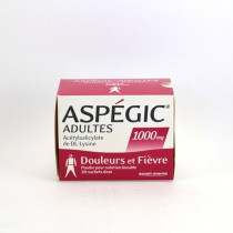 Aspégic Adultes Aspirine 1000 mg, Douleurs et Fièvre, 20 Sachets-Dose