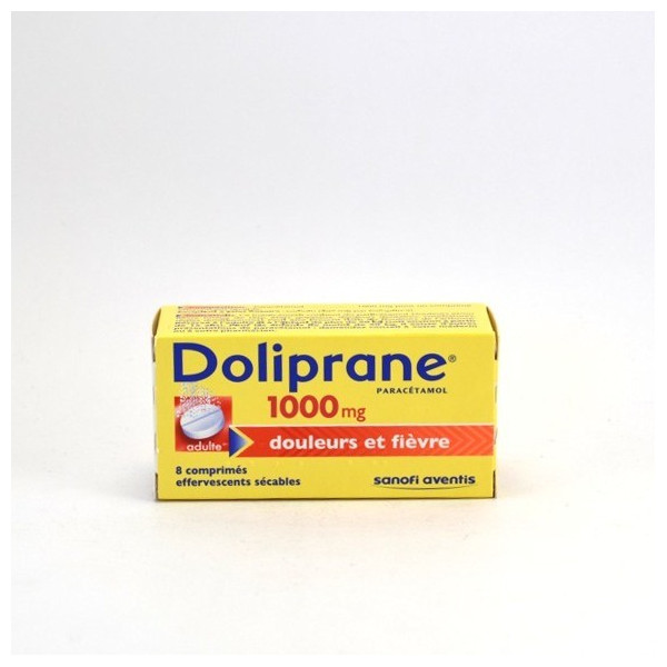 Doliprane Paracetamol 1 g Effervescent, Douleurs et Fièvre, Boite de 8