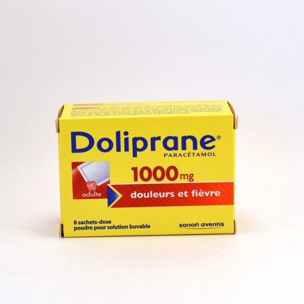 Doliprane Paracetamol (1,000 mg) Single-Dose Sachets – pain and fever relief – Pack of 8