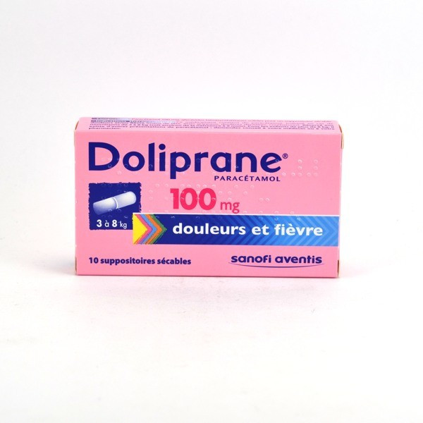 Doliprane Paracetamol 100 mg Baby Suppositories (3-8 kg) – Pack of 10