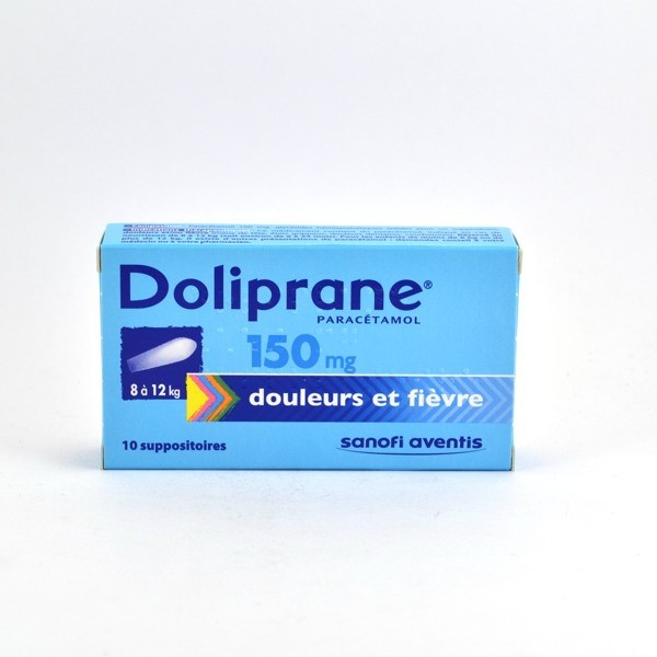 Doliprane Paracetamol 150 mg Baby Suppositories (8-12 kg) – Pack of 10
