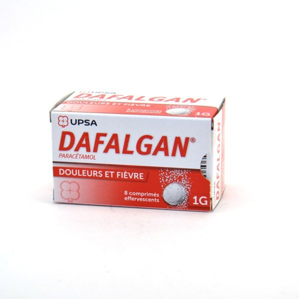 Dafalgan Paracetamol 1 g – pain and fever relief – Pack of 8 Effervescent Tablets