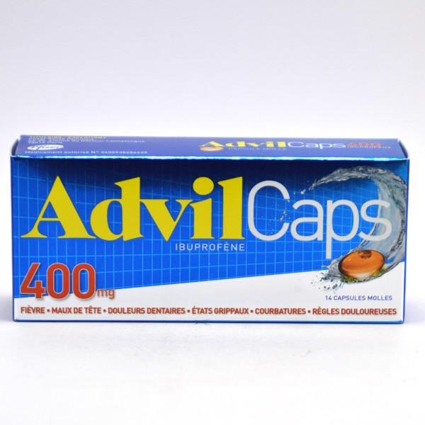 AdvilCaps 400mg of Ibuprofen, Box of 14 soft capsules