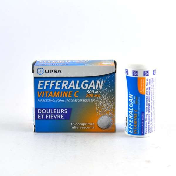 Efferalgan Paracetamol 500 mg / Vitamin C 200 mg – Pack of 16 Effervescent Tablets