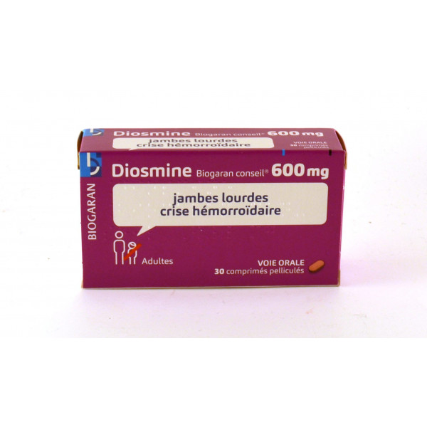 Diosmine 600mg 30 comprimés pelliculés, Biogaran Conseil, Jambes Lourdes et Crise Hemorrodaire