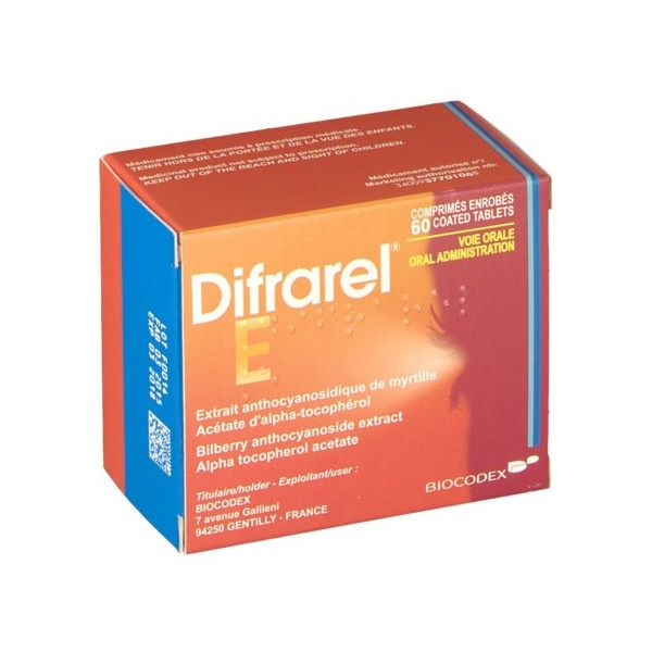 Difrarel E – Bilberry Extract and Vitamin E – Pack of 60 Tablets