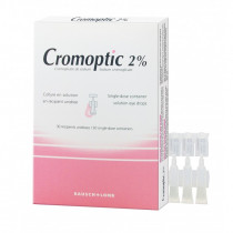 Cromoptic 2% Collyre en Solution Cromoglycate, Conjonctivite Allergique, 30 Récipients Unidoses de 0.35 ml
