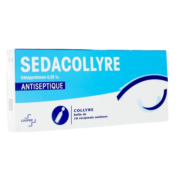 Sedacollyre, Cetylpyridinium chloride 0.25%, anti-septic - Cooper, 10 single-doses