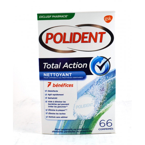 Polident Total Action Denture Cleaner Formula 4 in 1 - 66 Tablets - GSK