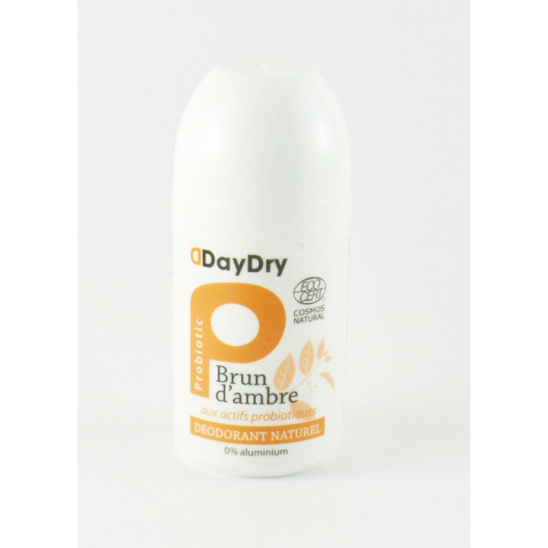 Amber Brown Natural Deodorant Roll-on with Probiotic Active Ingredients 50 mL - DayDry