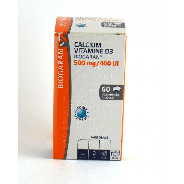 Calcium Vitamin D3 - Biogaran - 500mg/ 400 UI - 60 suckable tablets
