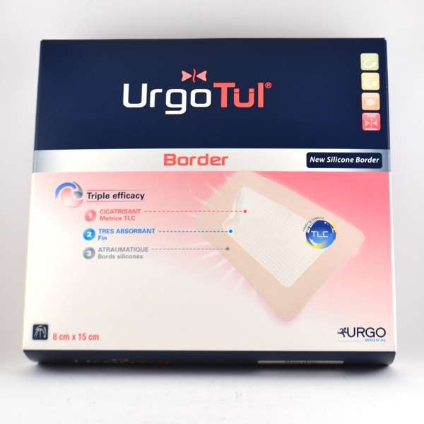 UrgoTul Border - Silicone Border - 8x15 cm - Hydrocellular Adhesive Dressing - 10 dressings