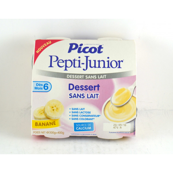 Cream Dessert Milk Free Banana Flavor - Pepti-Junior Picot - 4 X 100 G , as From 6 Months