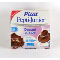 Cream Dessert Milk Free, Cocoa Flavor - Pepti-Junior Picot - 4 X 100 g From 6 Months