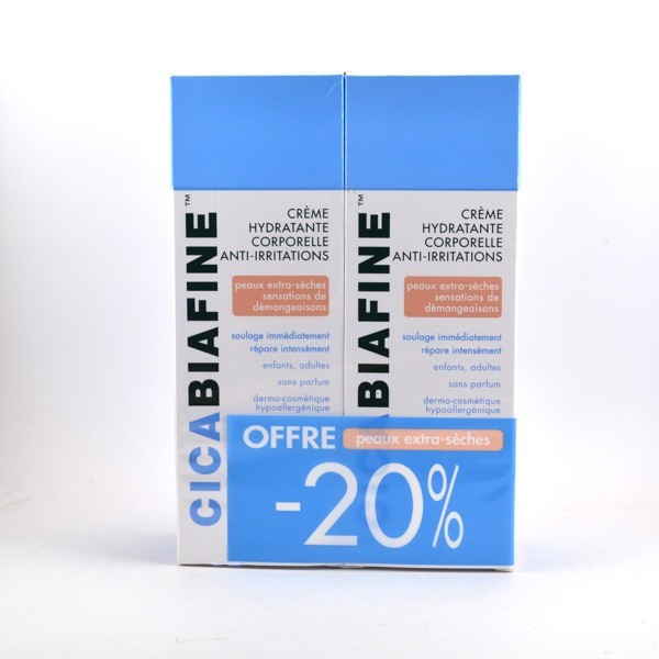 Crème Hydratante Corporelle Anti Irritations, Cicabiafine, lot de 2x200ML pour Peaux Extra Sèches