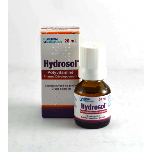 Hydrosol Polyvitaminé solution en gouttes multivitamines Vitamines A B1 B2 B5 B6 C D2 E PP, 20ml - Pharmadeveloppement