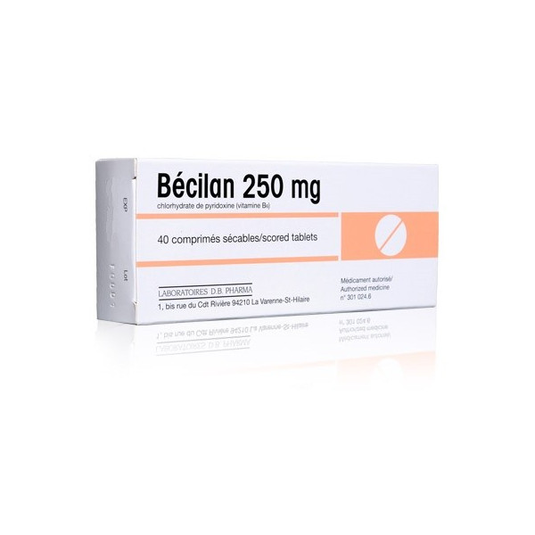 Bécilan 250 mg, Carence en Vitamine B6, 40 Comprimés Sécables