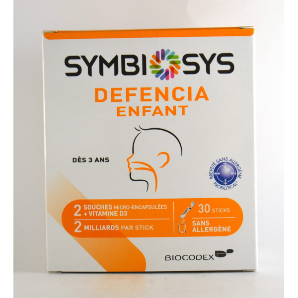Defencia Child Food Supplement From 3 years - SYMBIOSYS - 2 Micro-Encapsulated Stumps + Vitamin D3 - Box Of 30 Sticks