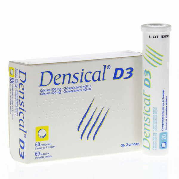 Densical Vitamin D3, Calcium and Vitamin D deficiency, 3 tubes of 20 tablets to chew or suck