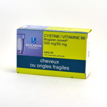 Cystine Vitamine B6 500mg/50mg Cheveux et Ongles Fragiles Comprimés, Boite de 120, Biogaran conseil
