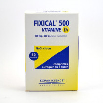 Fixical 500mg/400 UI Vitamine D3, 60 Comprimés Goût Citron
