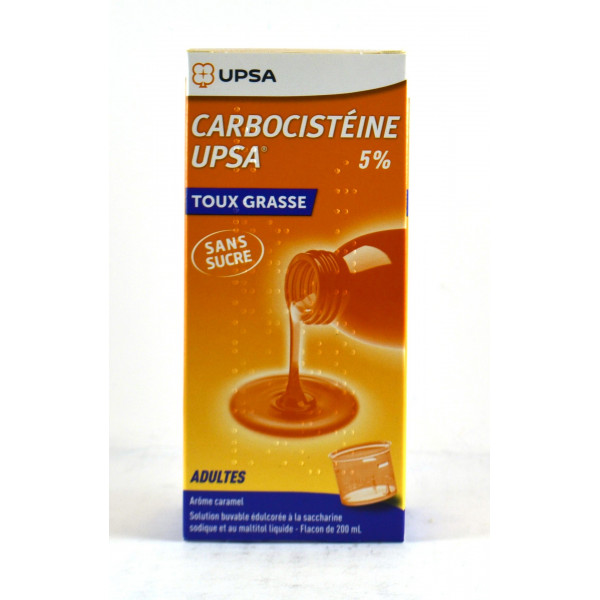 Carbocisteine Upsa 5% Cough Fatty Cough Syrup Adult 200ML Sugar Free Bronchial Congestion