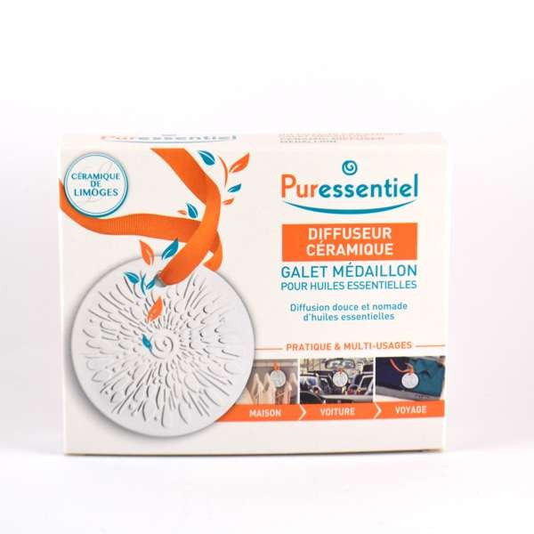 Ceramic Pebble Medallion Diffuser for Essential Oils - Puressentiel