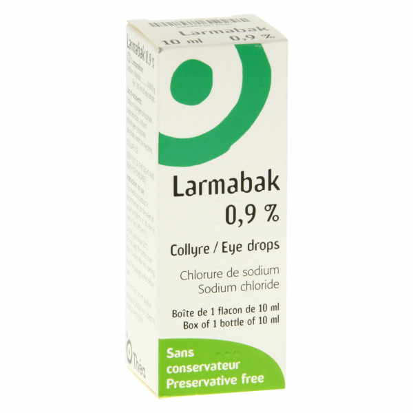 Larmabak 0.9% Eye Drops, for dry eyes - 10ml bottle