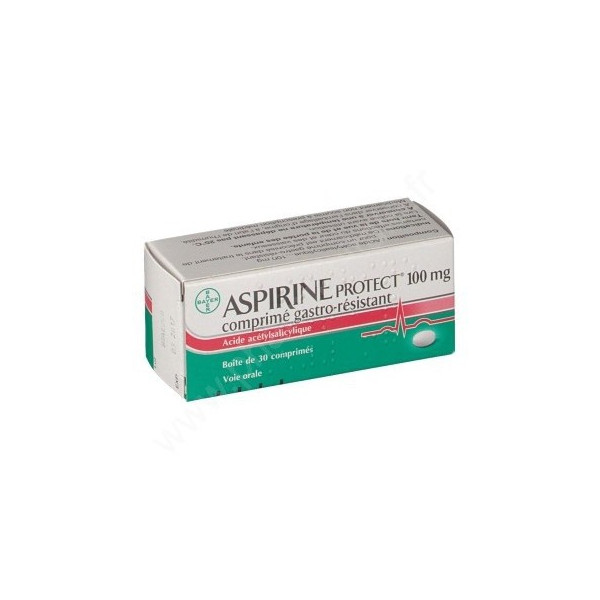Aspirine Protect 100 mg, comprimé Gastro-Résistant  Acide Acétylsalicylique - Boite De 30