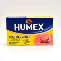 Humex Mal De Gorge Pastille Sans Sucre Gôut Fruits Rouges, Boite de 24