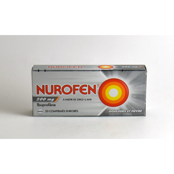 Nurofen 200mg A L'Ibuprofène, Boite de 20 Comprimés Enrobés, Douleurs Fièvre à partir 20kg