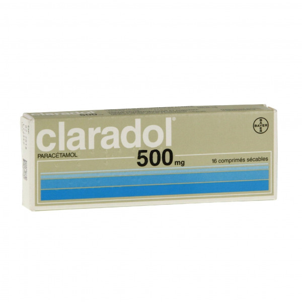 Claradol Paracétamol 500 mg, Douleurs, Fièvre, 16 Comprimés Sécables