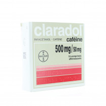 Claradol Caféine 50 mg / Paracétamol 500 mg, Douleurs, Fièvre, 16 Comprimés Effervescents