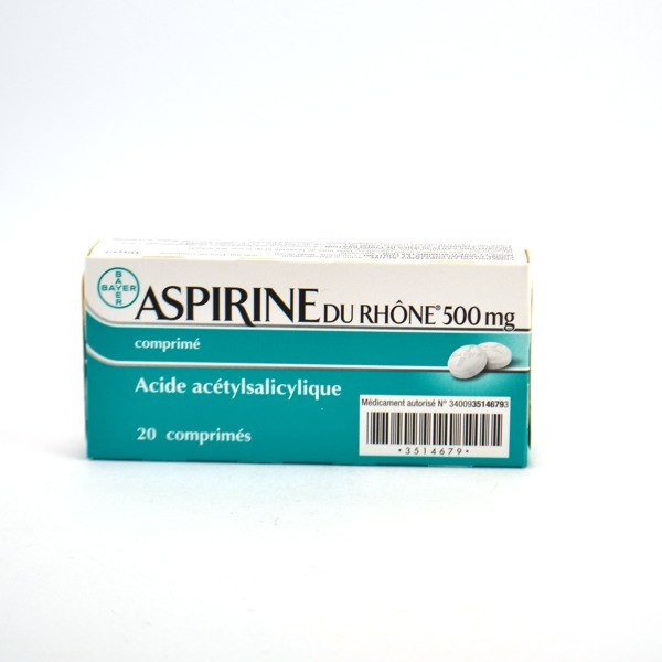 Aspirin du Rhone, 500mg, Tablet, Box of 20, 500mg acetylsalicylic acid