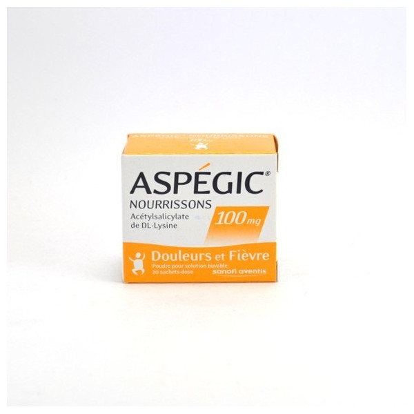 Aspégic Nourissons Aspirine 100 mg, Boite de 20 Sachets-Dose
