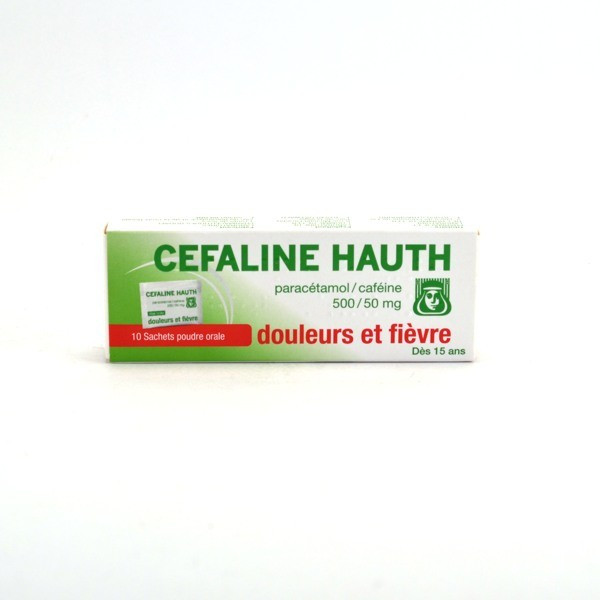 Céfaline Hauth Paracétamol 500 mg/Caféine 50 mg, 10 Sachets Poudre Orale