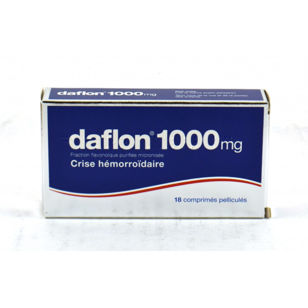Daflon 1000 mg, Fraction flavonoiquepurifiée, Circulation Veineuse & Crise Hémorroïdaire, 18 Comprimés