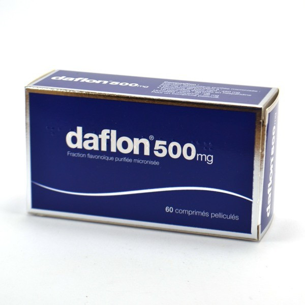 Daflon 500 mg, Fraction flavonoiquepurifiée, Circulation Veineuse & Crise Hémorroïdaire, 60 Comprimés