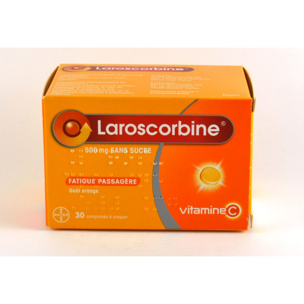 Laroscorbine 500 mg Sans Sucre, Fatigue Passagère - 30 Comprimés à Croquer