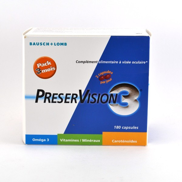 PreserVision 3 -Complément Alimentaire Yeux - 180 Capsules - 3 Mois