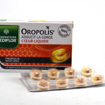 Oropolis Coeur Liquide Sans Sucres, à l'extrait de propolis, 16 pastilles adoucissantes pour la gorge, Laboratoire Mediflor