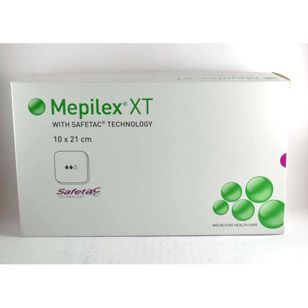 Mepilex XT, 16 Pansements Hydrocellulaires Siliconés de 10 x 21 cm - Sans Adhésifs