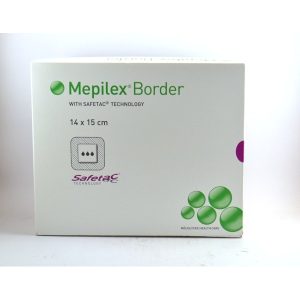 Mepilex Border, Silicone Self-Adhesive Hydrocellular Dressing - 16 Dressings 14 x 15 cm - ref 295021