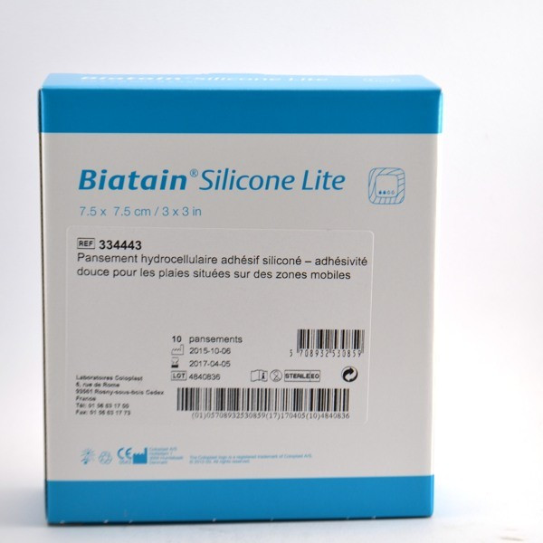 Biatain Silicone Lite, 10 Hydrocellular Adhesive Silicone Dressings 7.5 x 7.5 cm
